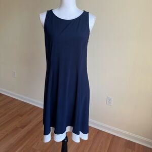 Lauren Ralph Lauren Navy and White Midi Dress Sz 10